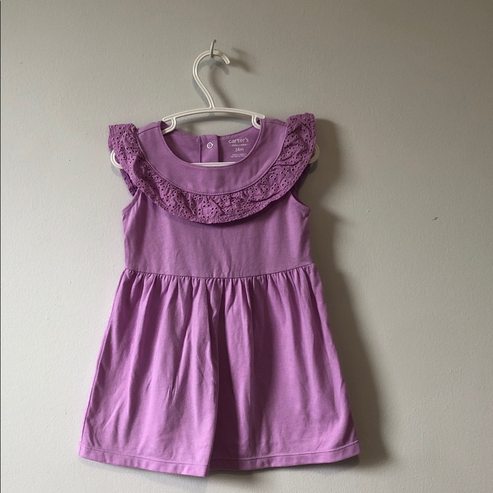 Carter's Purple Eyelet Ruffle Collar Dress